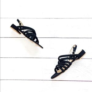 Anthropologie Black Low Heels Sandals size 6
